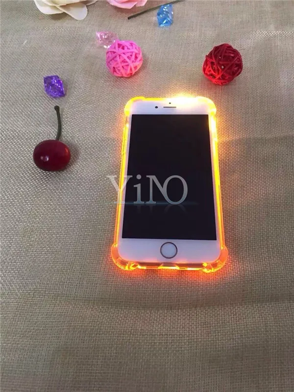 100pcs/lot Luxury Light Flash Silicone Candy Color Case For iPhone 5 5s SE 6 6s Plus 7/7 Capa Coque Fundas |