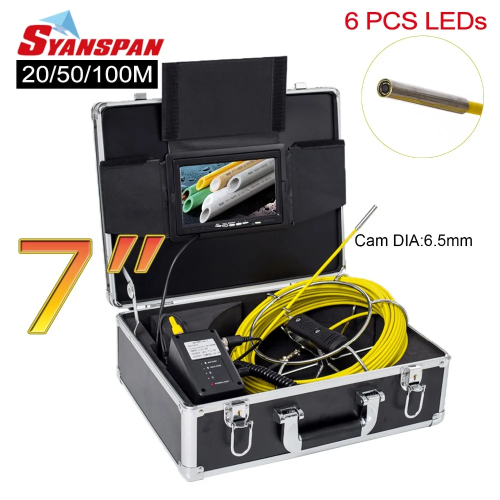 SYANSPAN 7 &quotмонитор 20/50/100 м внутритрубный инспекционный прибор видео Камера IP68 1000TVL