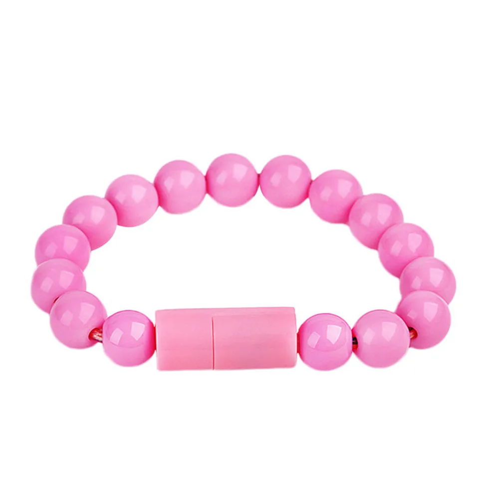 Type2 Pink Браслет с бусинами, Micro USB кабель для синхронизации данных, мобильного телефона, 2A, быстрая зарядка, зарядное устройство, шнур для iPhone, Android, type-C, USB кабель для зарядки - Тип штекера: Type2 Pink