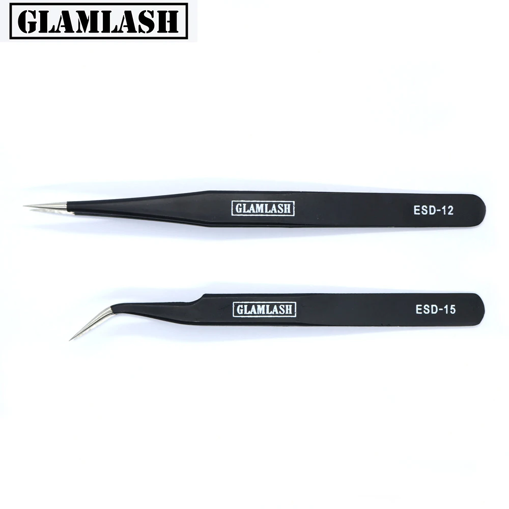 Glamlash ESD 12 15 Анти статический Пинцет изогнутые пинцеты наконечник Прямой пинцет