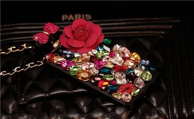3D Бант Цветок Bling 3D флакон духов цепочка из ТПУ чехлы для samsung Galaxy Note 10 Plus 9 8 S8 S9 Plus S10 Plus S10e ремешок Fundas - Цвет: Red flower
