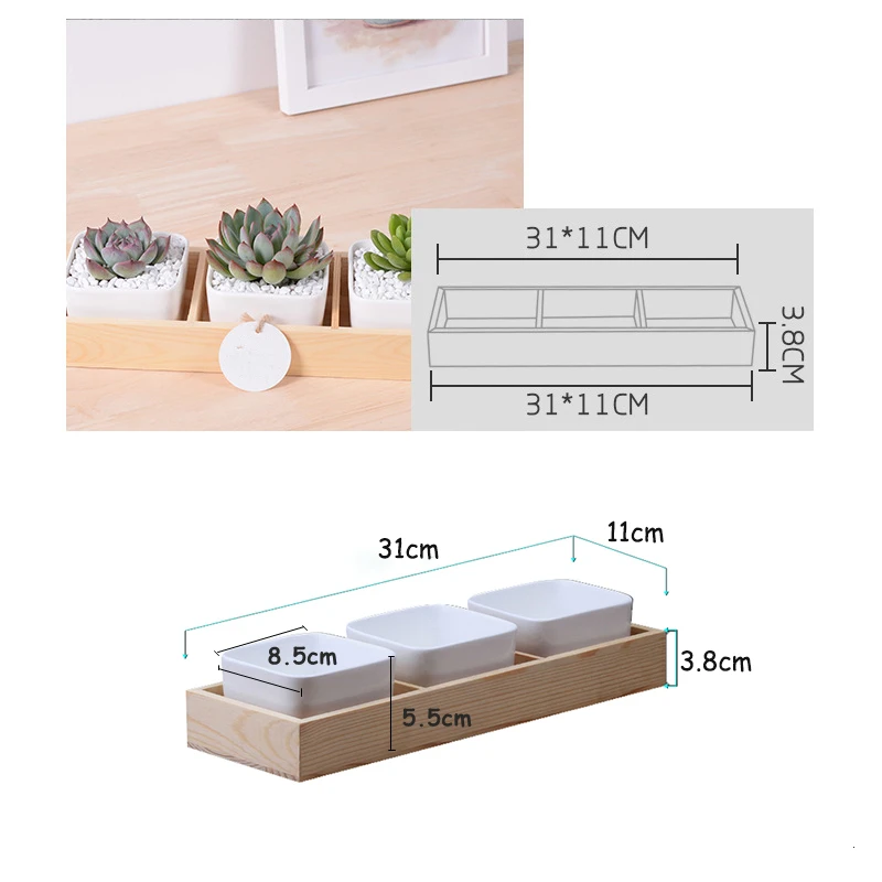 Большой белый квадратный керамический горшки для влагозапасающего растения 1