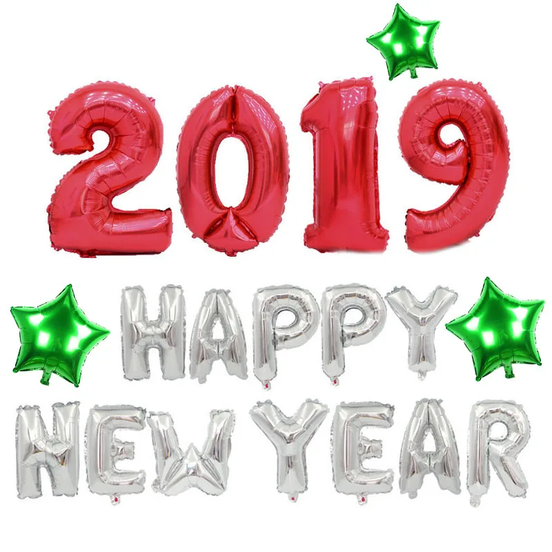 Воздушные шары из фольги с надписью Happy New Year украшение для вечеринки 2018