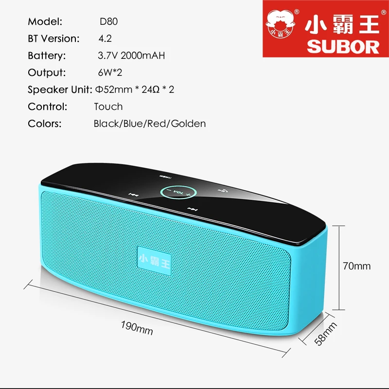 Subor D80 Hi Fi сенсорный Управление Беспроводной стерео Динамик Bluetooth гарнитуры