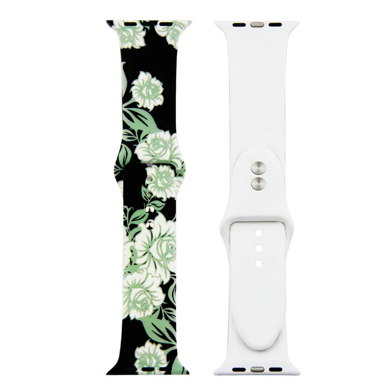 Ремешок для спортивных часов для Apple Watch Band 4 44 мм 40 мм цветочный цветок мягкий силиконовый браслет для iWatch Series 3 2 1 Band 42 мм 38 мм ремешок
