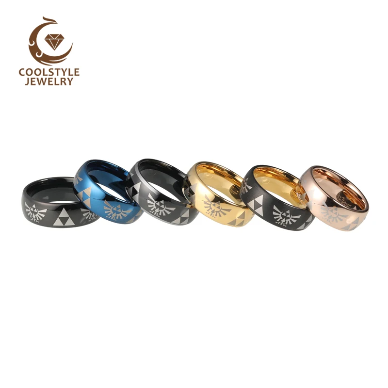 

8MM Rose Gold Tungsten Carbide Ring Wedding Band For Men Women Legend of Zelda Laser Engraved Comfort Fit