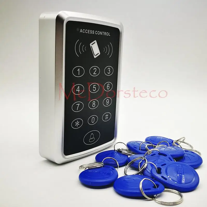 Blue Keyfobs Автономный контроллер доступа с 10 шт. EM брелки RFID Клавиатура контроля доступа цифровая панель считыватель карт для системы дверного замка - Color: Blue Keyfobs