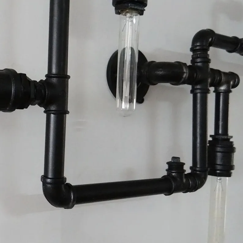 Water Pipe Wall Lamp Vintage Aisle Loft Iron 5 sockets pipe black finished E27 suit for 110-240V | Лампы и освещение