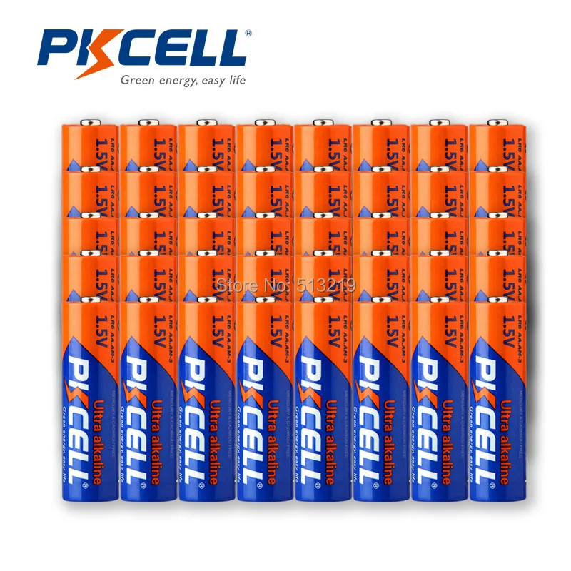40 шт. щелочные аккумуляторы PKCELL AA 1 5 в E91 AM3 MN1500 LR6|aa alkaline battery|alkaline batterylr6 aa |