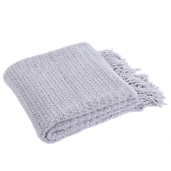 Light Grey Battilo Пшеница вязать кисточкой плед для дивана диван кровать домашний декор мягкое теплое легкое покрывало 5" x 59" - Цвет: Light Grey