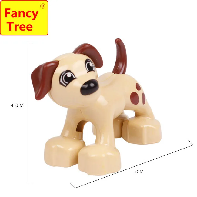 yellow spotted dog Совместимые с Duplo Основные строительные блоки с крупными частицами аксессуары животные зоопарк утка овца кошка корова свинья лошадь игрушки подарочные кубики - Цвет: yellow spotted dog
