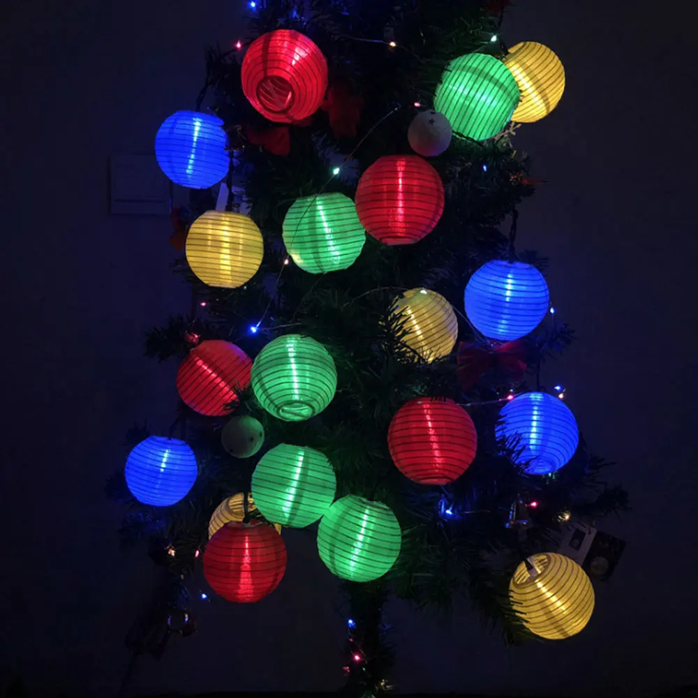 Уличная световая гирлянда на солнечной батарее с шариками светодиодная