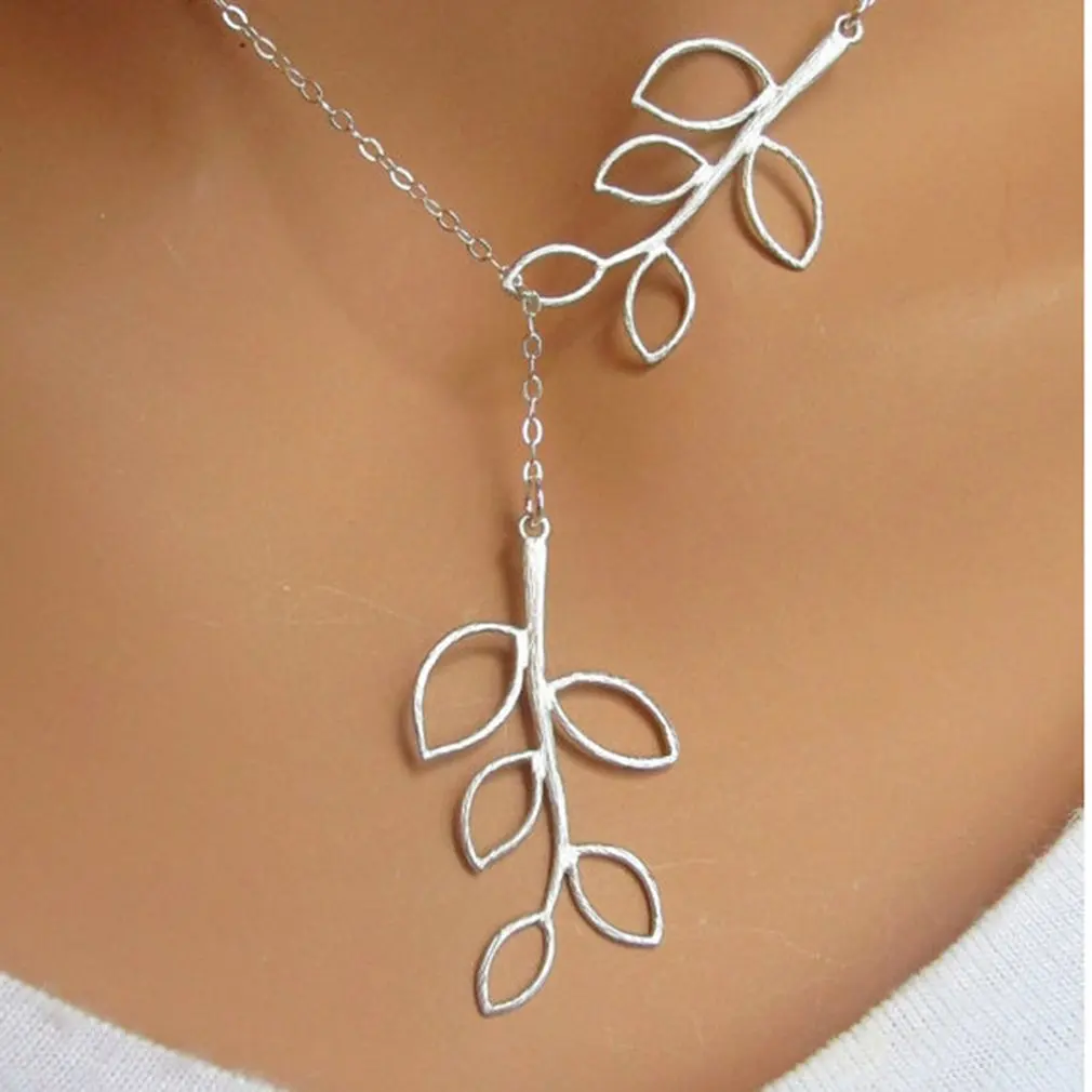 Шикарные ожерелья подвески с двумя листьями элегантные женские Простые