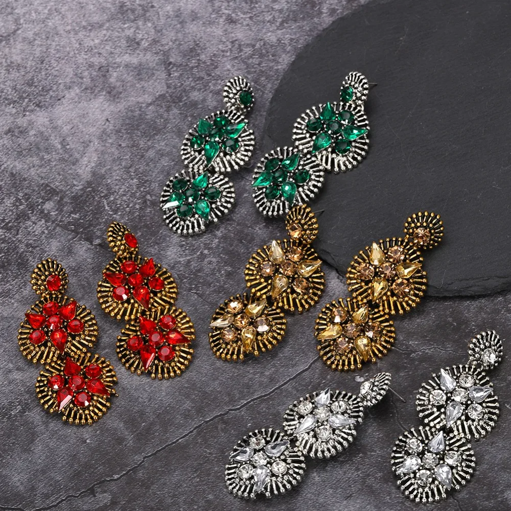 Vedawas Boho Макси Кристалл Висячие серьги для женщин Свадебные подарки ювелирные изделия ручной работы Pendientes xg2722