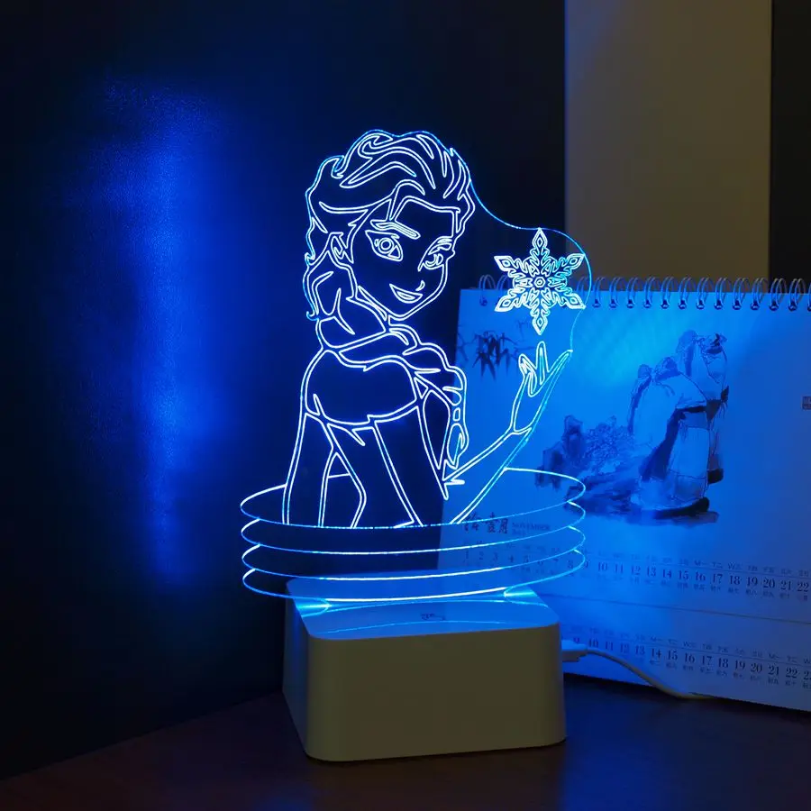 Cnhidee USB Новинка Дети Прекрасный 3D лампа помимо огни Эльза Анна светодиодный