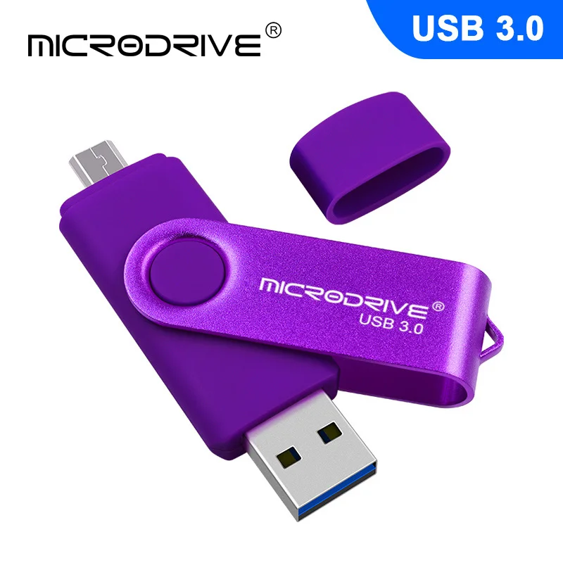 8 цветов 2 в 1 USB 3,0 OTG USB флэш-накопитель Высокая скорость 16 ГБ 32 ГБ 64 ГБ 128 Гб otg накопитель карты памяти для Android телефона планшета - Цвет: Фиолетовый