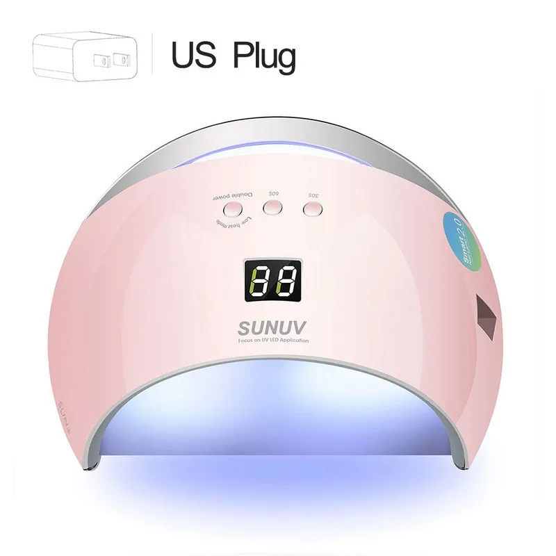 sun6pink US Plug SUNUV SUN6 умная лампа для ногтей, СВЕТОДИОДНЫЙ УФ-светильник, сушилка с металлическим дном, ЖК-таймер, мультиколор для отверждения, УФ-Гель-лак, инструменты для дизайна ногтей - Цвет: sun6pink US Plug