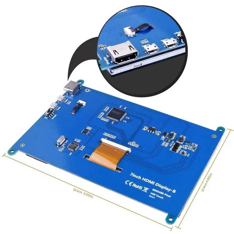 7-дюймовый сенсорный TFT ЖК-дисплей модуль HDMI 800x480 для Raspberry Pi 3 2 Model B и RPi 1 + A BB Черный