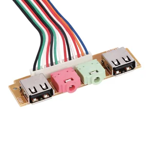 Чехол для компьютера с 2 портами USB 2,0, передняя панель, двойные Аудиоразъемы USB для настольного ПК, прочный провод для расширения аудиопорта USB