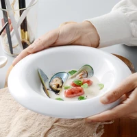 western style household pure white pottery bowl soup bowl salad bowl dessert bowl fruit bowl soup bowl