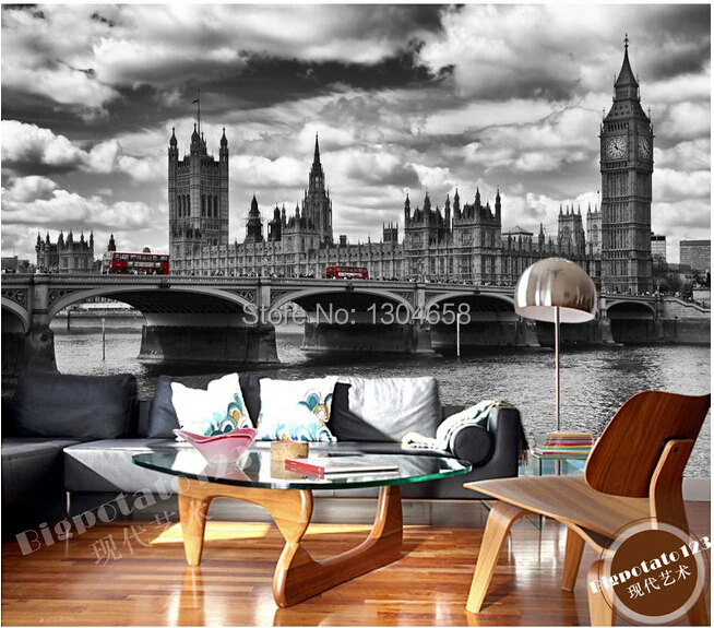 Пользовательские 3D стерео обои Классическая черно белая серия подвесной мост