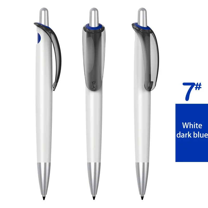 7 200 шт./партия Большой прозрачный зажим белая гравировка шариковая ручка с логотипом рекламная ручка пользовательское название компании - Цвет: 7