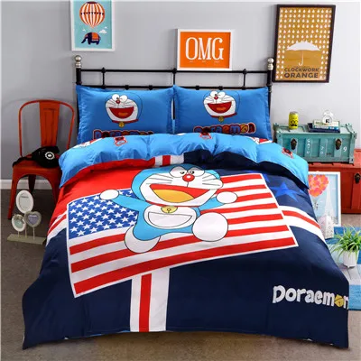 YLdingdangmao Популярный doraemon постельное белье с аниме набор королева полный размер пододеяльник простыня, Наволочка Комплект постельного белья - Цвет: YLdingdangmao