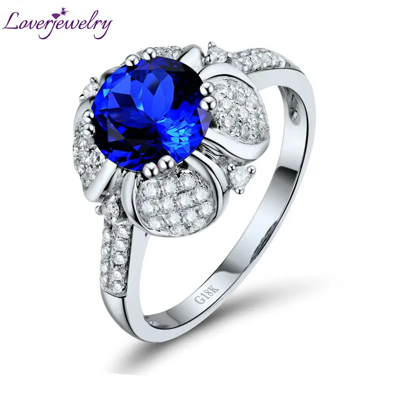 Кольцо из танзанита с натуральным бриллиантом 7x7 мм|fine jewelry|diamond tanzanite ringsgemstone jewelry |