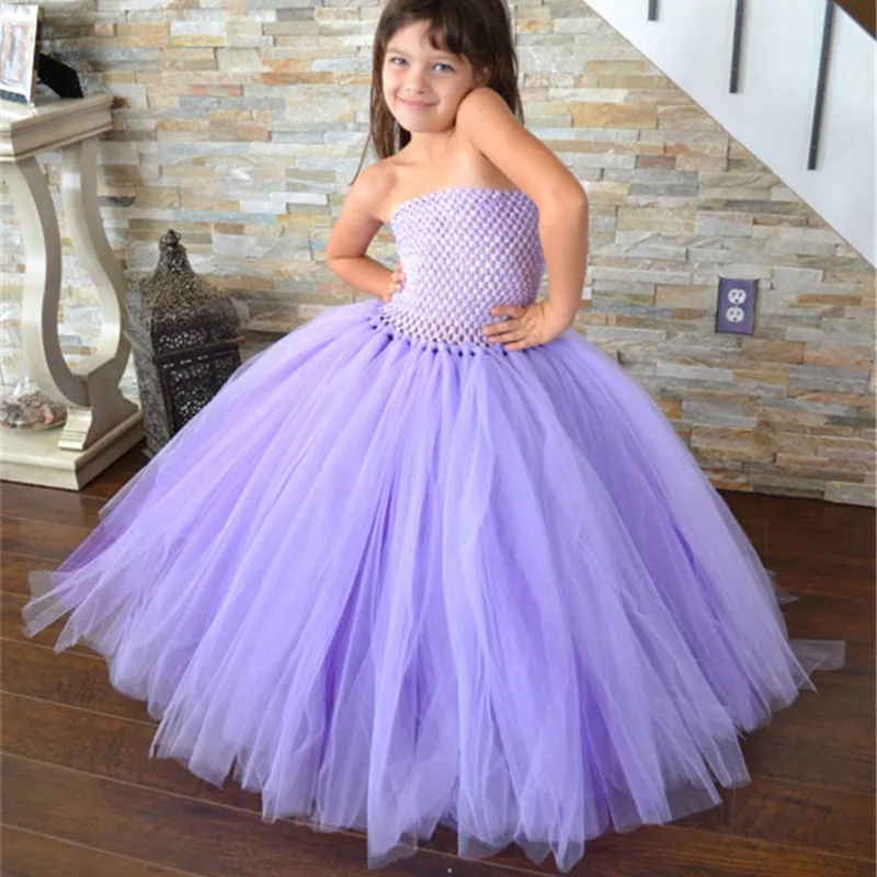 Handmade Removable Long Train Tail Girls Tulle Tutu Dress Baby Party Frocks Elegant Wine Birthday Dancing Festival Dresses | Детская