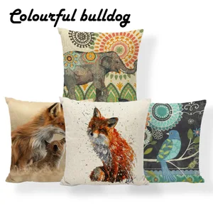 Подушки в виде альпаки, лисы, слона, совы, животные, мандала, орангутан, подушка среднего века, современная в стиле Общежития, Подарочная декоративная подушка, 45x45 см, льняная теплая