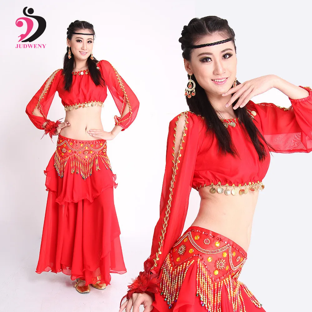 Belly Dance Costume Women Set Performance Indian Dress Long Gypsy Skirts Bollywood Costumes Scarves Midriff Cover | Тематическая