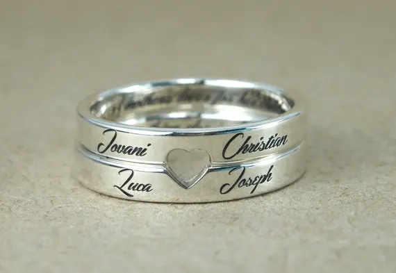 Ретро Стиль Стали Пользовательского Любовь кольца Пара Кольца