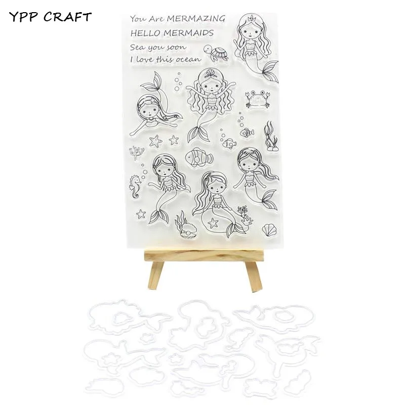 Милая штемпель Русалка YPP CRAFT и металлические Вырубные штампы для сделай сам
