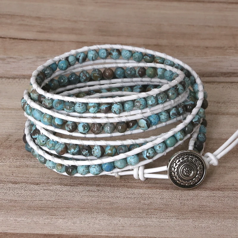 Уникальные смешанные природные камни жемчужные шарики 5 нитей браслеты ручной