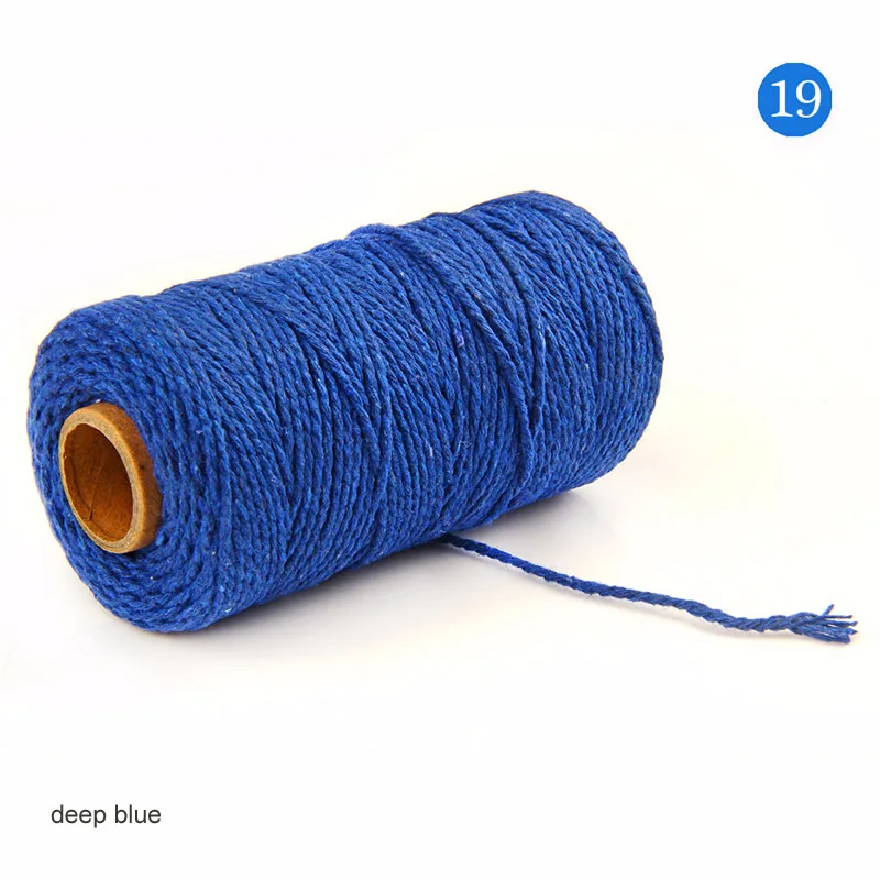 deep blue Витая веревка для макраме, ручная работа, сделай сам, Свадебный декор, швейная нить, ручная работа, 100 ярдов, хлопковые шнуры, 19 цветов - Цвет: deep blue