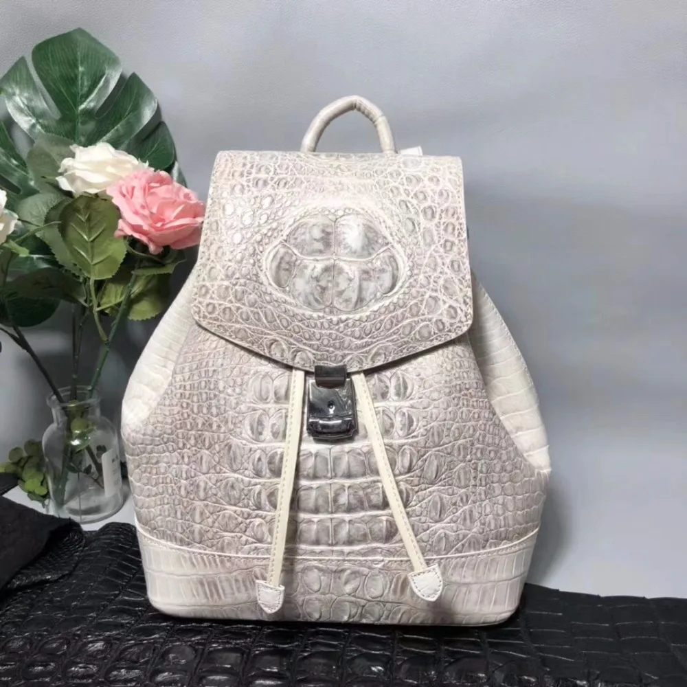 Женский рюкзак из натуральной кожи аллигатора|backpack designer|designer backpackred backpack |