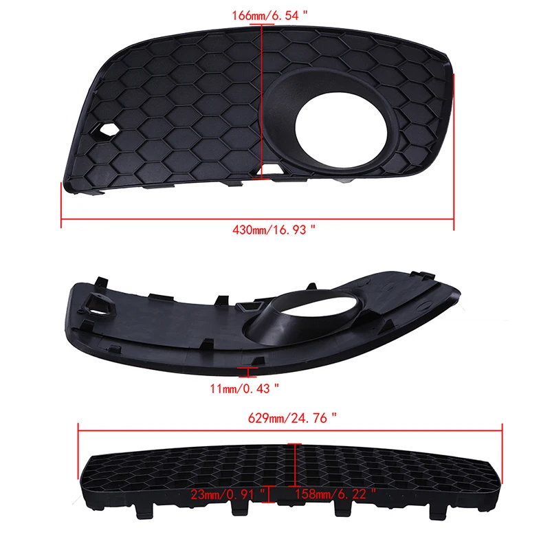 3 шт. черный передний центральный бампер противотуманная фара крышка Нижняя