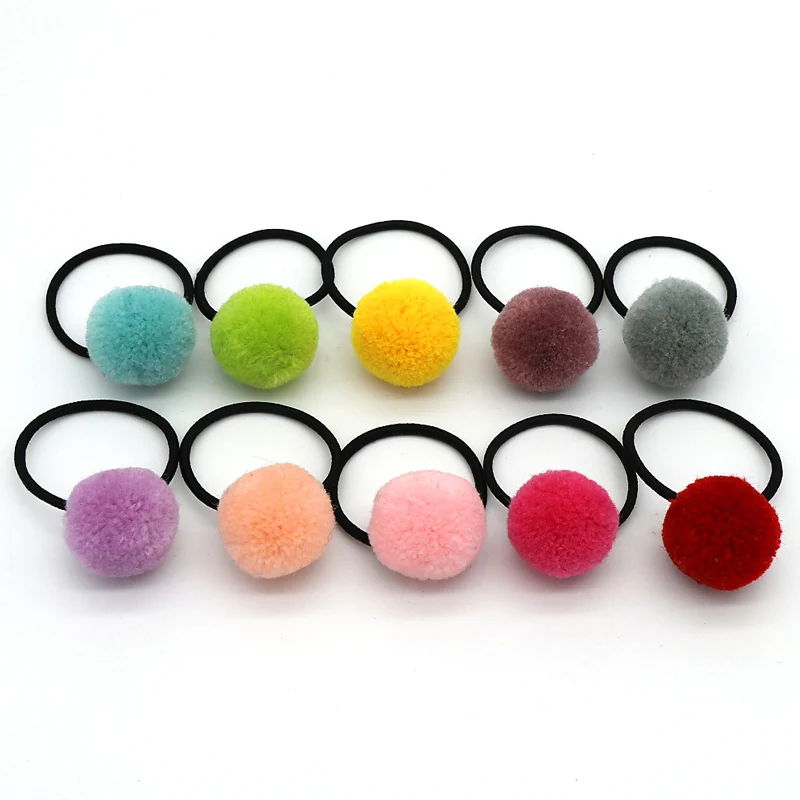 Mix color 10 шт./лот милые помпоны эластичные ленты для волос Детские резинки для волос для девочек повязка на голову Галстуки аксессуары резинка для волос - Цвет: Mix color