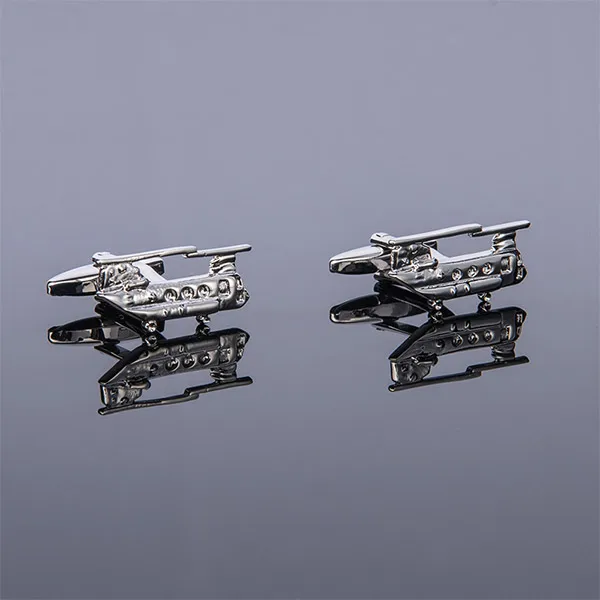 156130 New High Quality Mens Design Airplane Cufflinks Helicopter Aircraft Cuff Links For Business Shirt Wedding Gift Free Shipping - Окраска металла: 156130