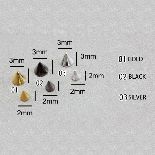 100 шт. модные аксессуары для ногтей металлические панк конусные шипы ногтевого