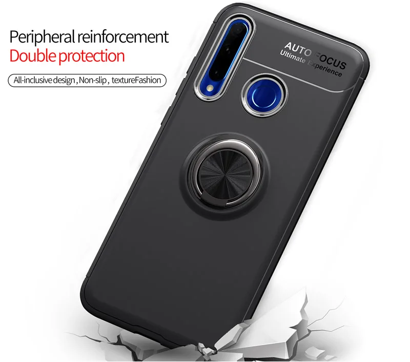 360 чехол с кольцом для huawei Honor 10i Honor 10 Lite 10i чехол с вращающимся металлическим магнитным силиконовым магнитным держателем из ТПУ