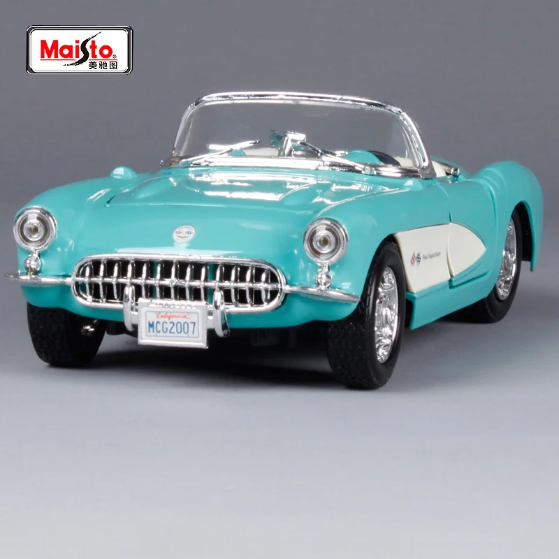 blue cars Maisto 1:24 1957 chevrolet corvette Классическая машина под давлением синий черный винтажная модель автомобиля крутой автомобиль Коллекционирование для фанатов 31275 - Цвет: blue cars
