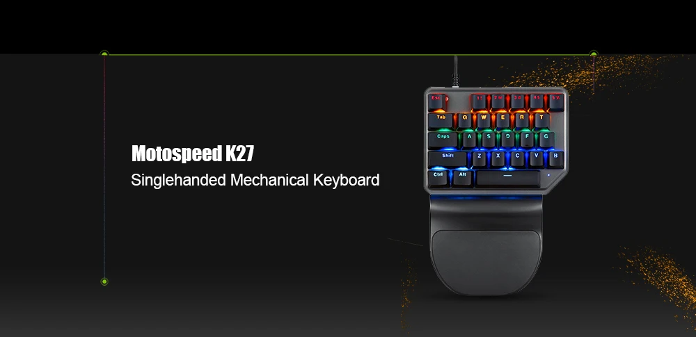 Новинка Motospeed K27 USB Проводная Механическая Одноручная клавиатура с синим переключателем 9 цветов подсветка черная Подставка для рук