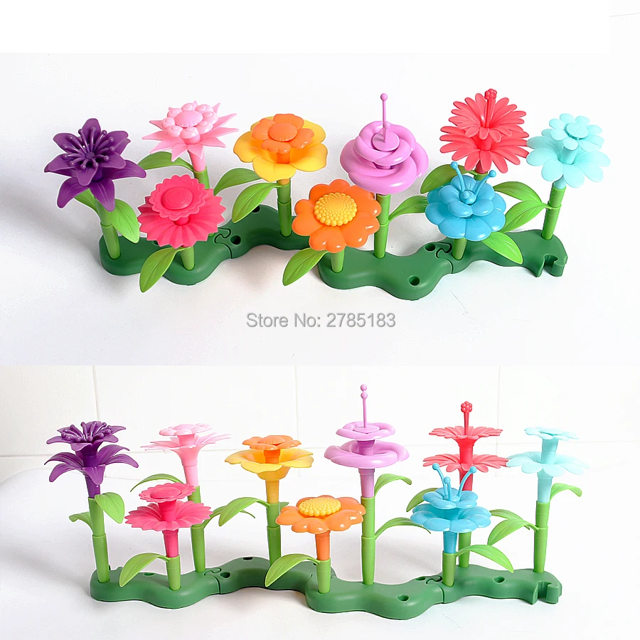 DIY Flower Build The Bouquet Dream garden Девочки Цветы соединяющиеся блоки, игрушки развивающие творческие ролевые игры игрушки 100 шт