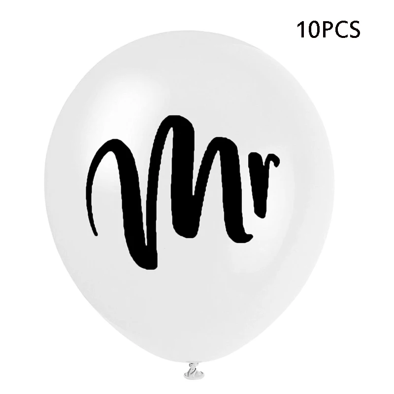 12-дюймовый 10 шт./компл. белого и розового цвета с буквенным принтом Mr Mrs латекс