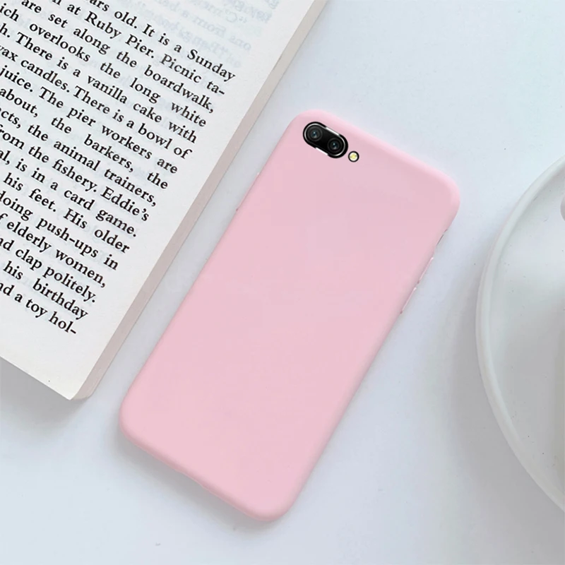 Розовый Мягкий силиконовый чехол ярких цветов для Huawei P20 Pro P10 P9 P8 Lite Mate 10 honor 8 9 Lite P Smart Y9, задняя крышка для сотового телефона - Цвет: Розовый