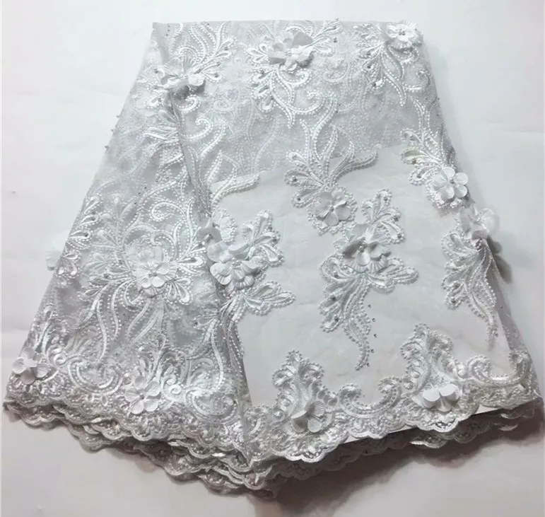 Кружевная ткань с объемным цветком африканская Тюлевая сетчатая