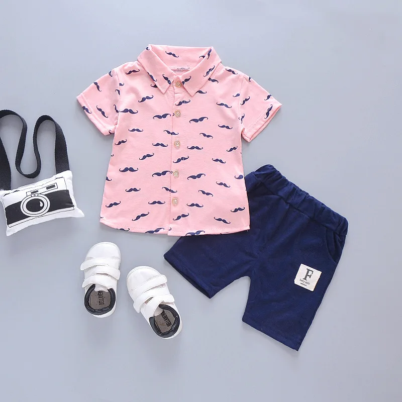 Children's Short-sleeved Suit Boy Summer Female Baby 1-2-3-4-5 Years Old Clothes 2019 New Clothing Tide | Детская одежда и