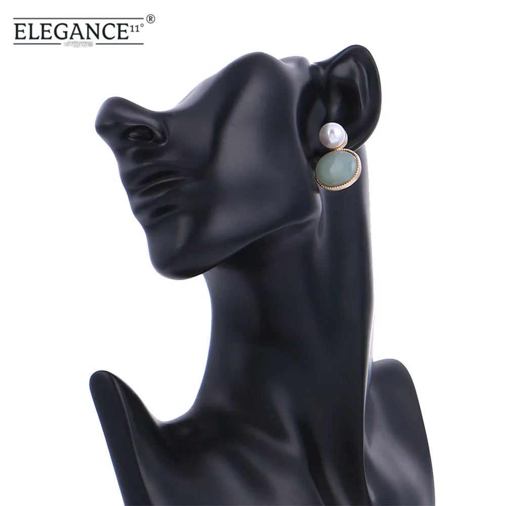 ELEGANCE11 Luxury Stud Earrings for Women Simulated Pearl Wedding Green Natural Stone Pendant Gfit | Украшения и аксессуары