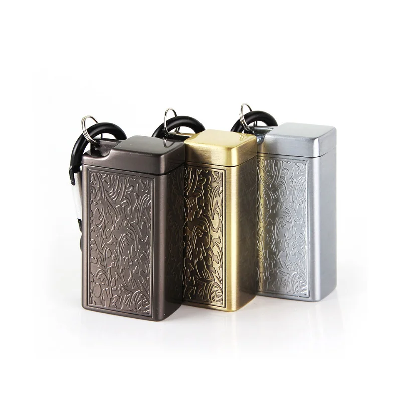 Fashion Portable Mini Ashtrays Sealed Metal Ashtray For Travel Storage cigarette Butt Keychain Pendant Men's pocket Gadget